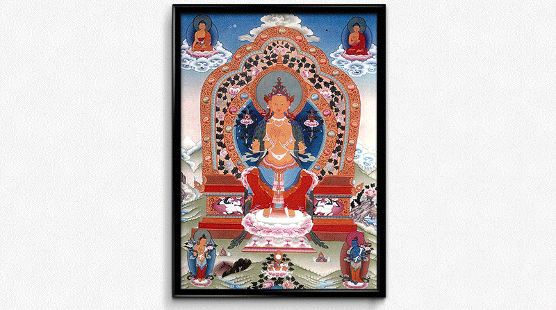 Buddha Maitreya Thangka Painting by Kumar Lama