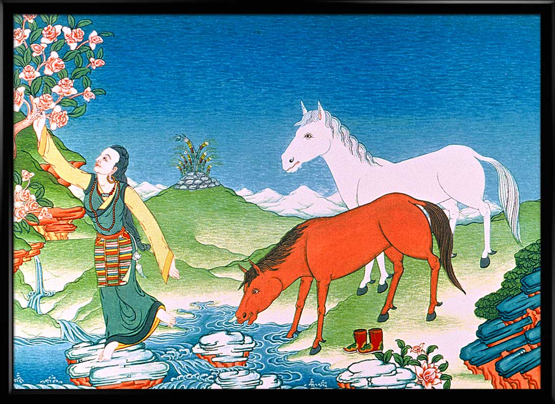 Woman with two horses by Kumar Lama